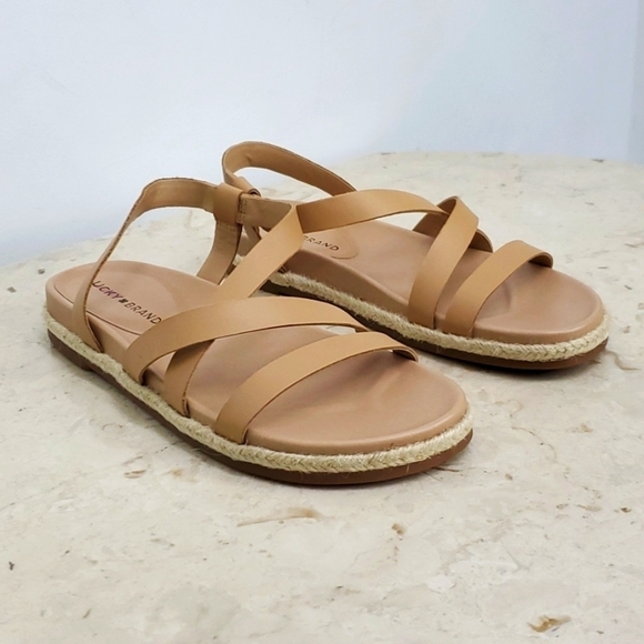 🆕️ New Lucky Brand Darli Slingback Sandal, Size 6.5 in Tan Leather - Picture 7 of 8